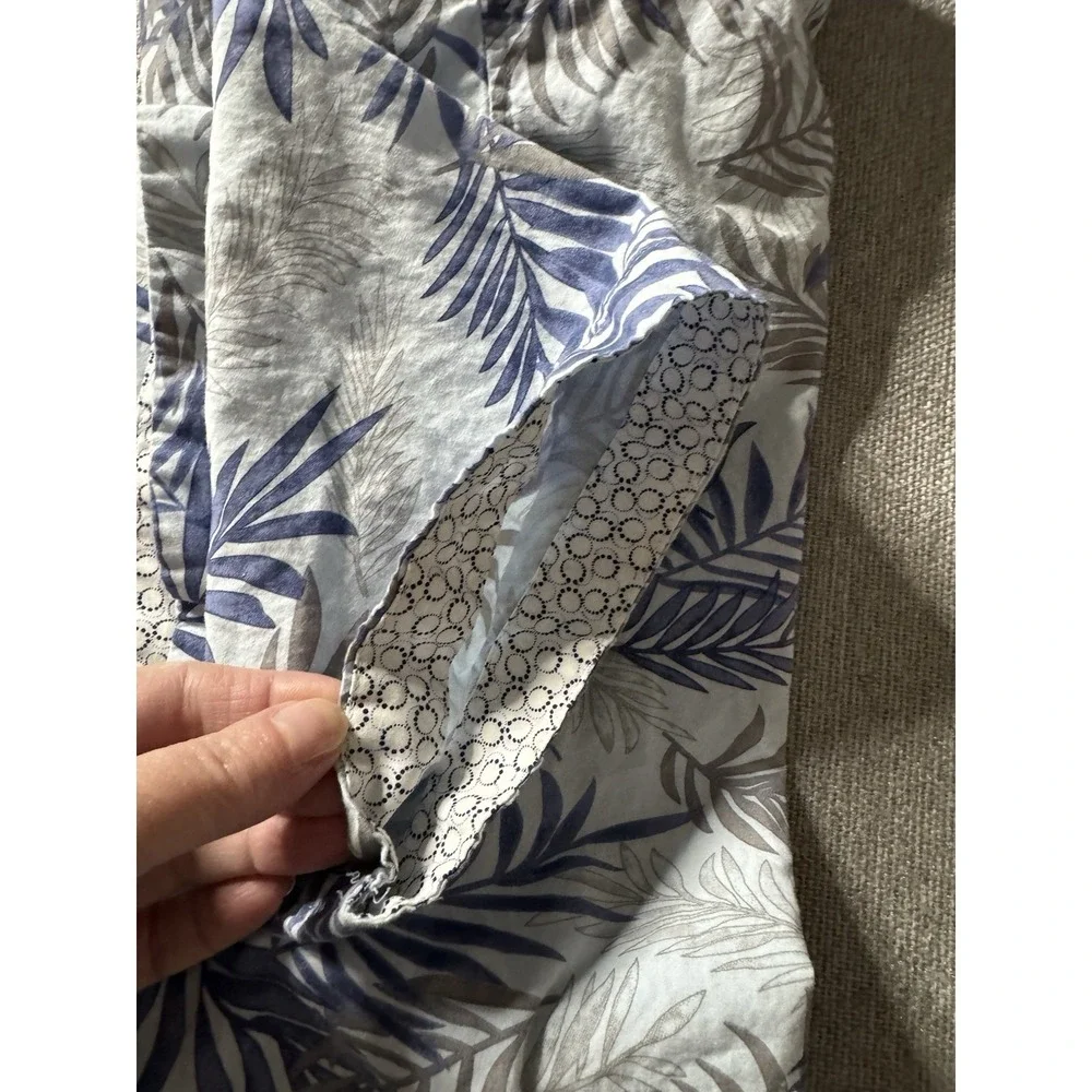 Denim And Flower Ricky Singh Slim Fit Blue And White Palm Leaves Shirt Large‎